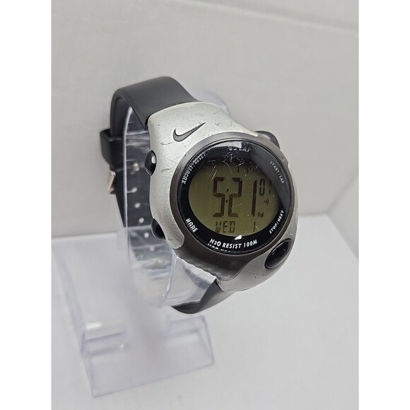 Nike Triax 35Lap Digital Chrono Watch WG48 4000 100M New Battery Black Band Mens - Picture 3 of 11